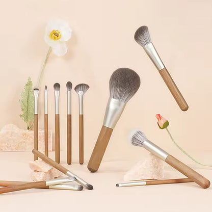 Bamboo private label professional 11-piece natural hair face makeup brushes