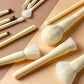 High quality artificial hair custom designer yellow colour 13 pc makeup brush set with sponge