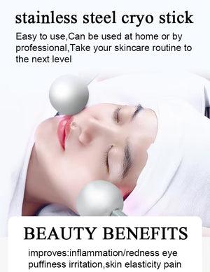 Skin care cooling cold Facial Massage Roller Cryo Sticks 304 Stainless Steel Face Freeze ice globes with box