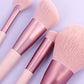 Natural colorful pink cute 12-pc makeup brush set