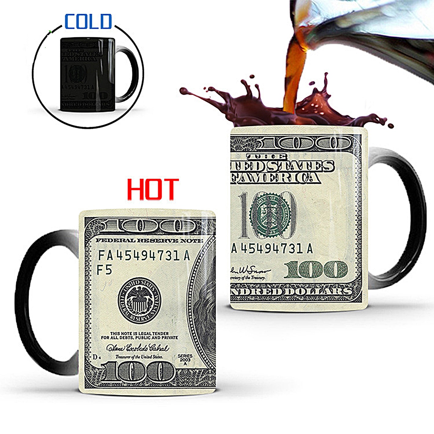 Heat Sensitive Money Cup Creative Money Print Mug